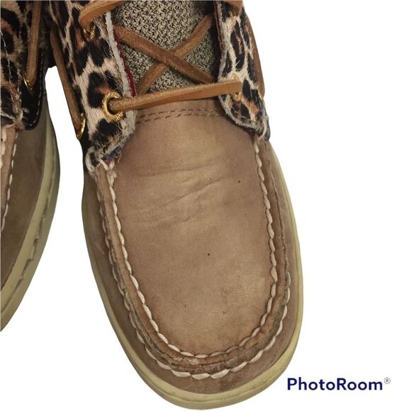 Sperry Hikerfish Brown Leather Leopard Lace Up Ankle Boot Sz 6 9173626 Cheetah - Picture 10 of 11